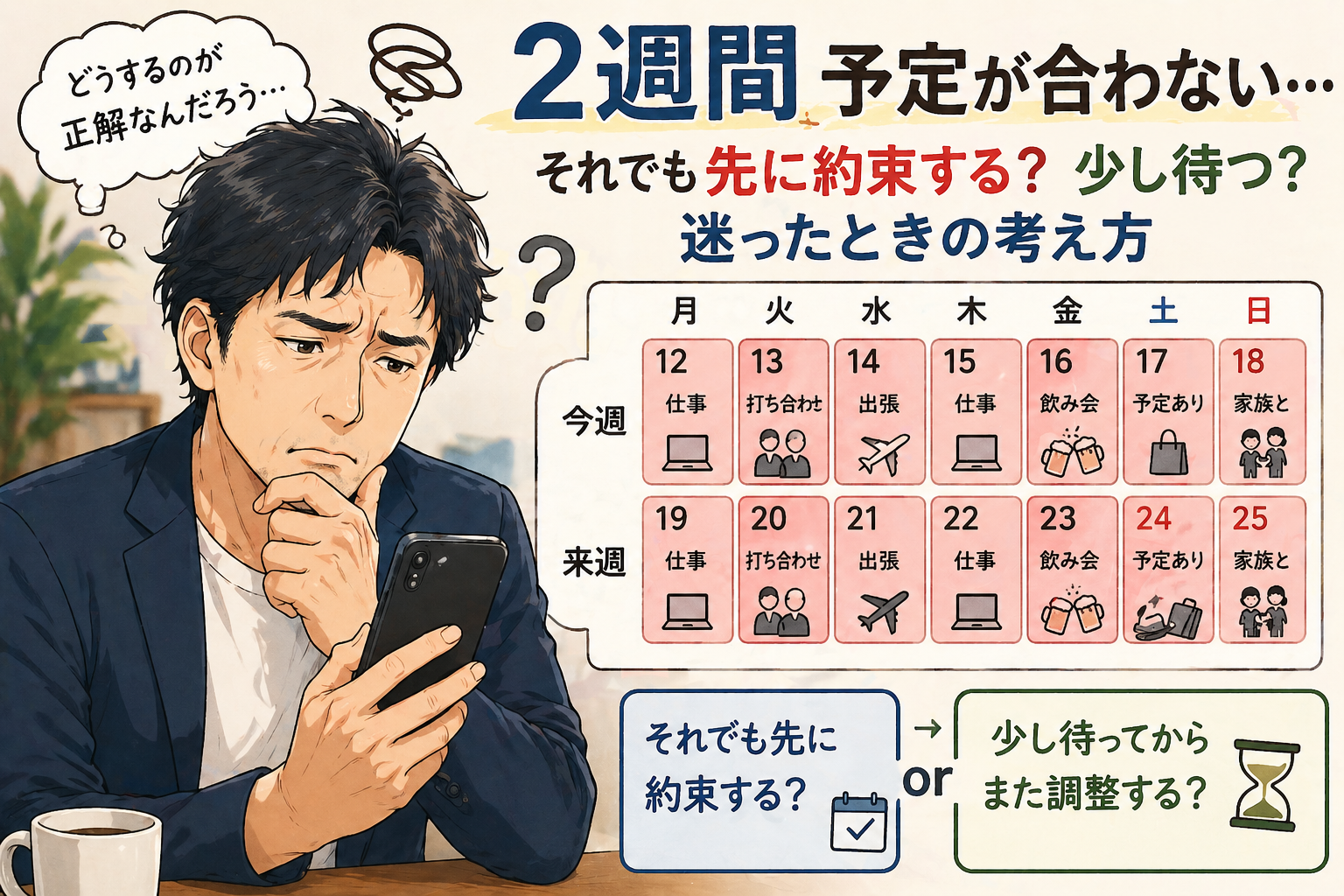 2週間予定が合わない